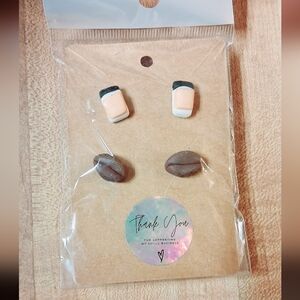 Chic Brown and Cream Earrings Set